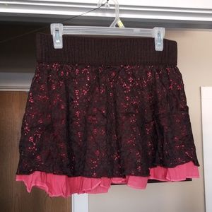 Brown and Coral lace skirt